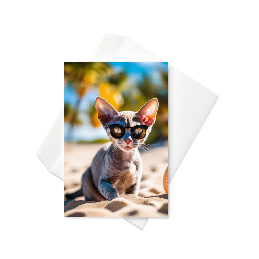 PugMug Custom Tabby Devon Rex Cat Greeting Card