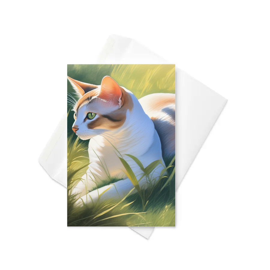 PugMug Custom White Abyssinian Cat Greeting Card