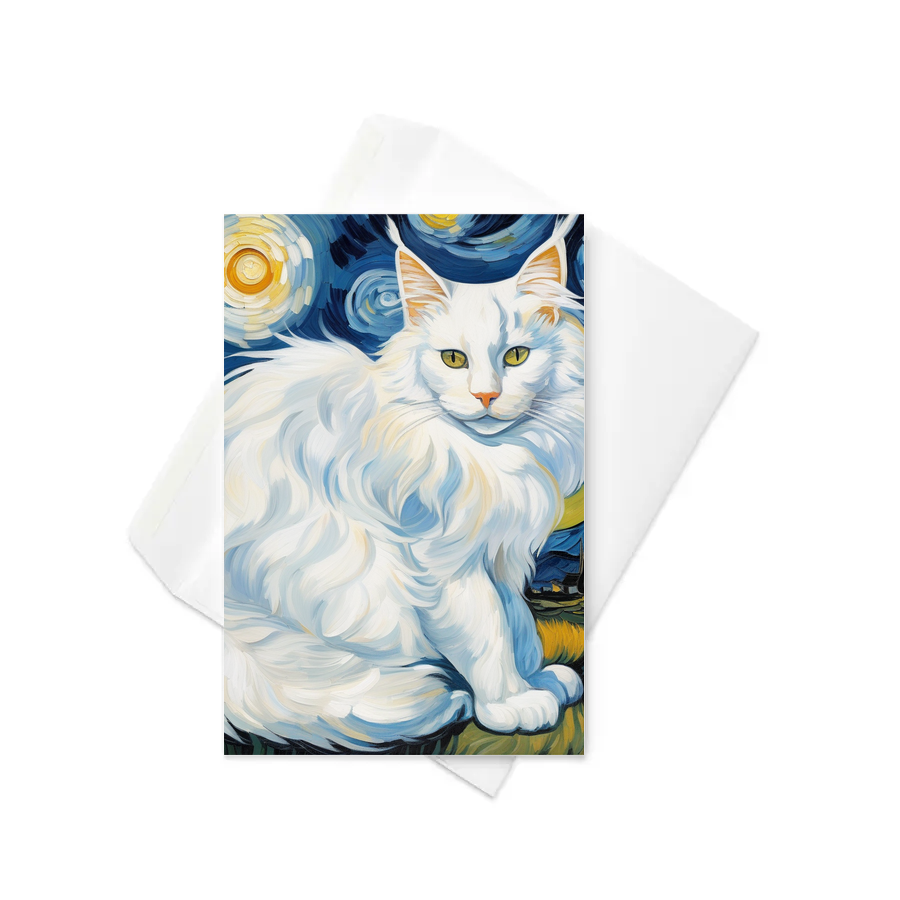 PugMug Custom White Maine Coon Cat Greeting Card