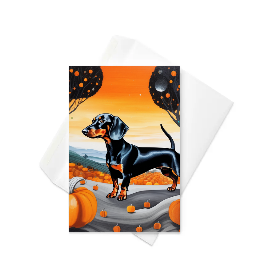 PugMug Custom Black Dachshund Greeting Card