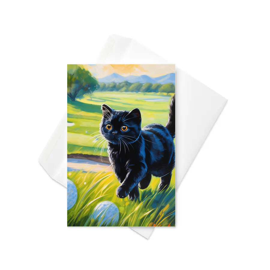 PugMug Custom Black Scottish Fold Cat Greeting Card