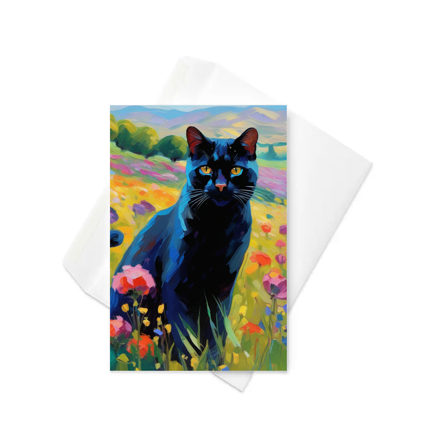 PugMug Custom Black Exotic Cat Greeting Card