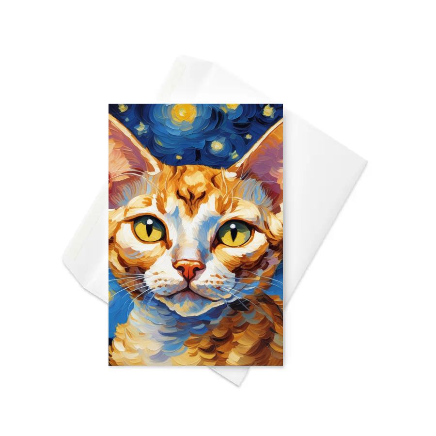 PugMug Custom Tabby Devon Rex Cat Greeting Card