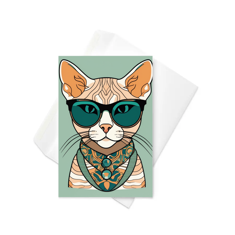 PugMug Custom Tabby Devon Rex Cat Greeting Card