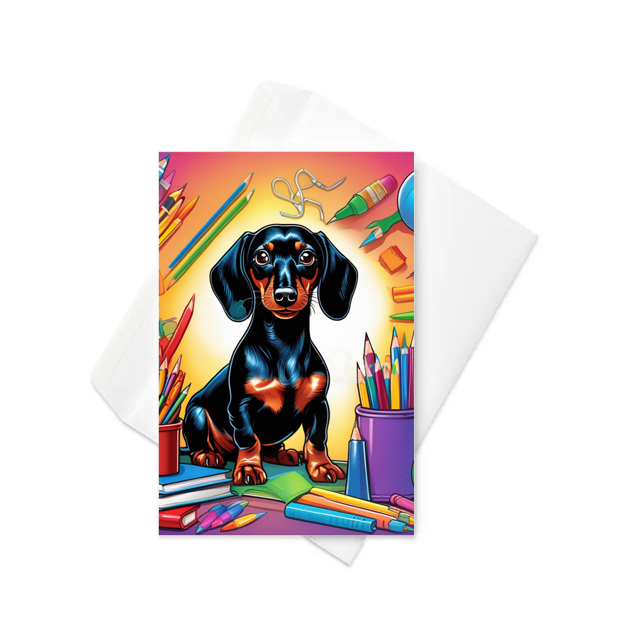 PugMug Custom Black Dachshund Greeting Card