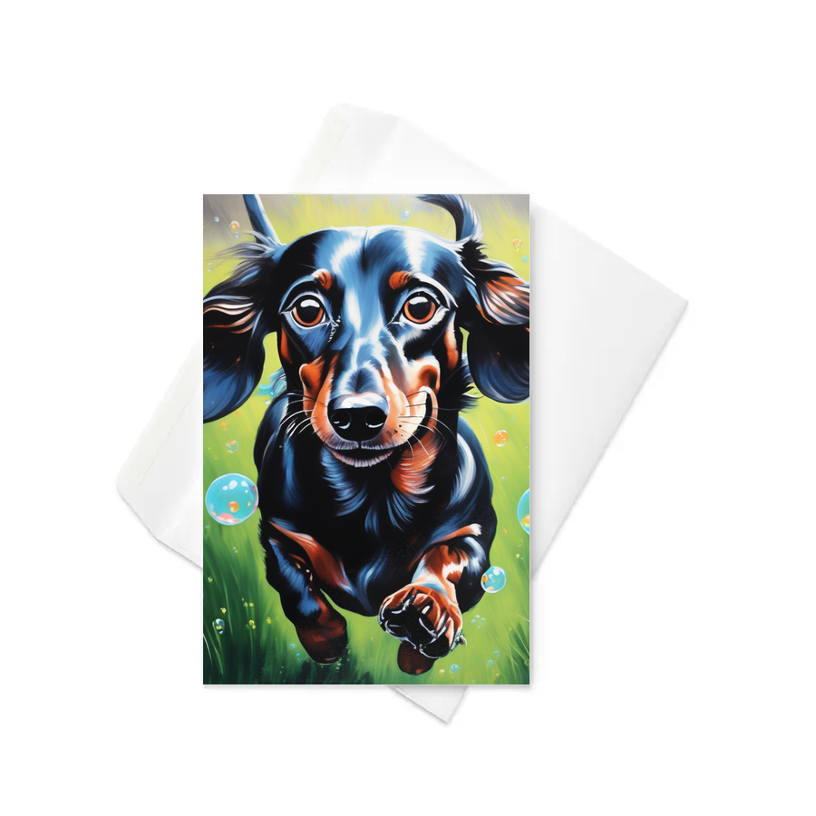PugMug Custom Black Dachshund Greeting Card