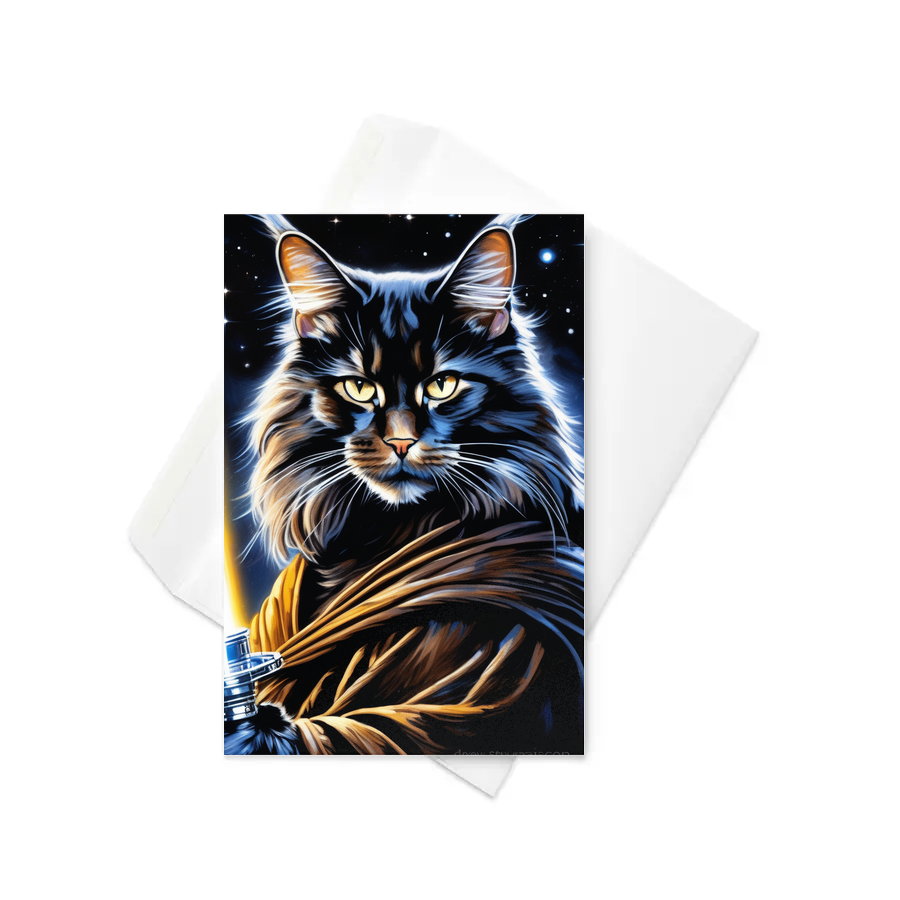PugMug Custom Black Maine Coon Cat Greeting Card