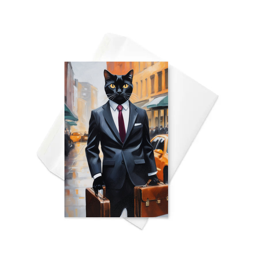 PugMug Custom Black Exotic Cat Greeting Card