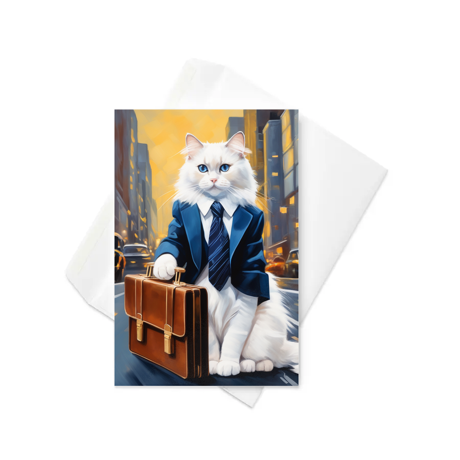 PugMug Custom White Ragdoll Cat Greeting Card