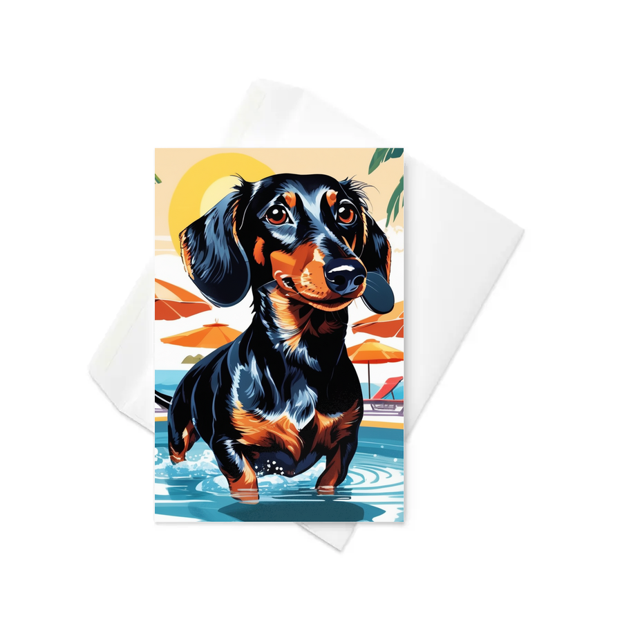 PugMug Custom Black Dachshund Greeting Card