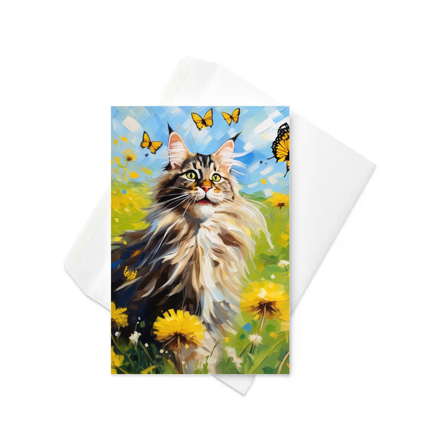 PugMug Custom Tabby Maine Coon Cat Greeting Card