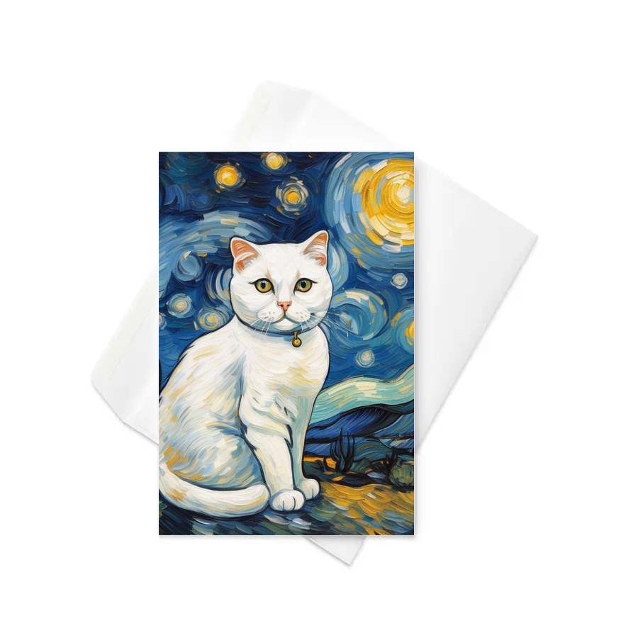 PugMug Custom White Scottish Fold Cat Greeting Card