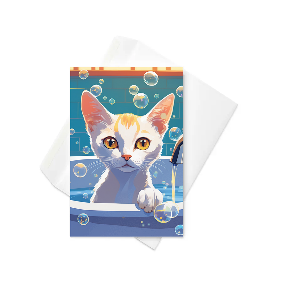 PugMug Custom White Abyssinian Cat Greeting Card