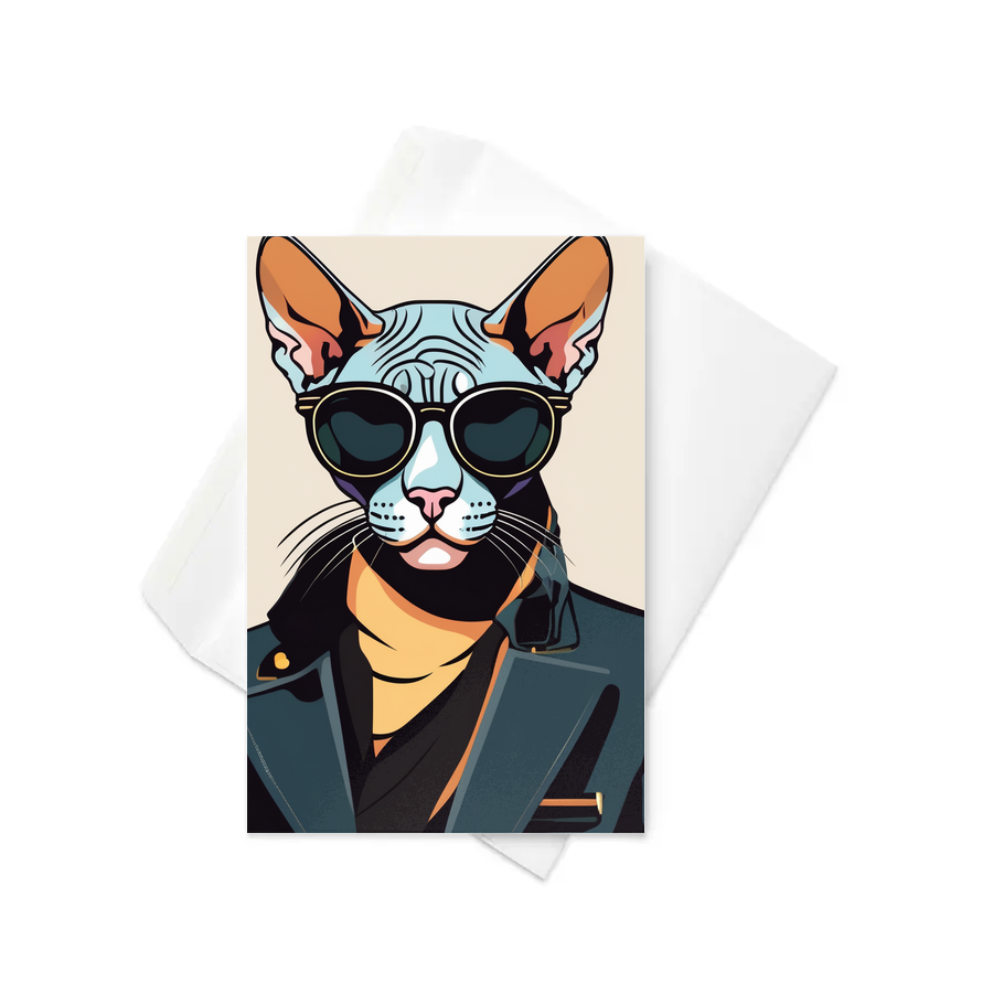 PugMug Custom Black Sphynx Cat Greeting Card