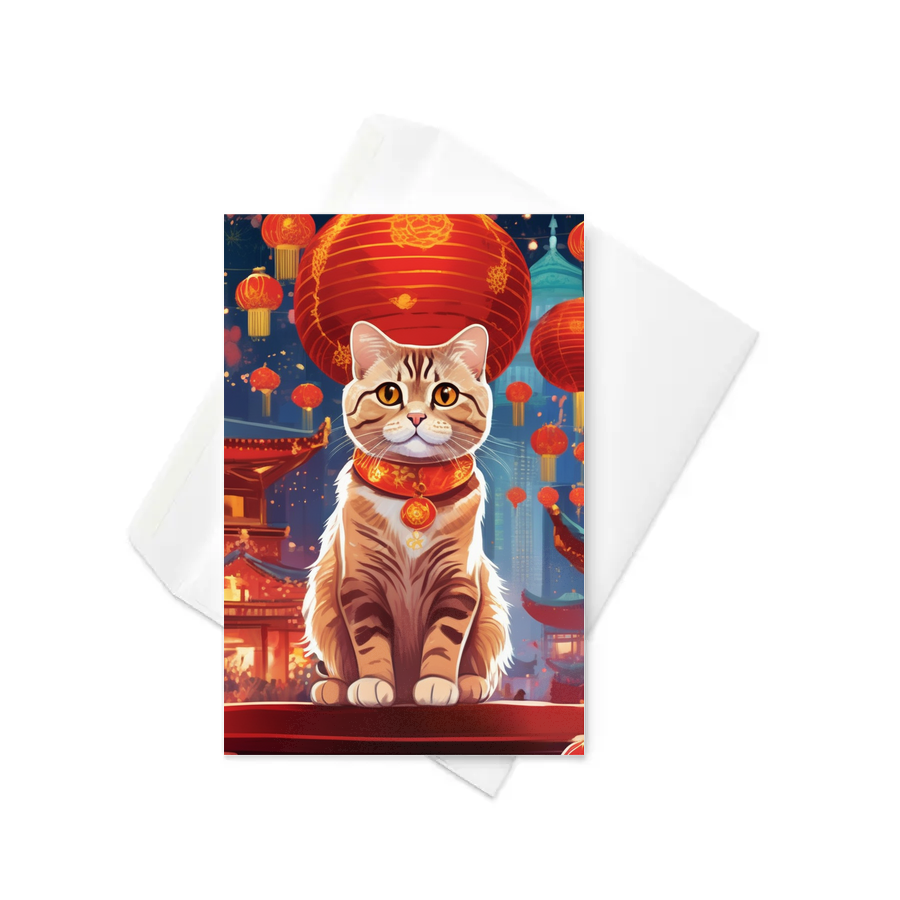 PugMug Custom Tabby Scottish Fold Cat Greeting Card