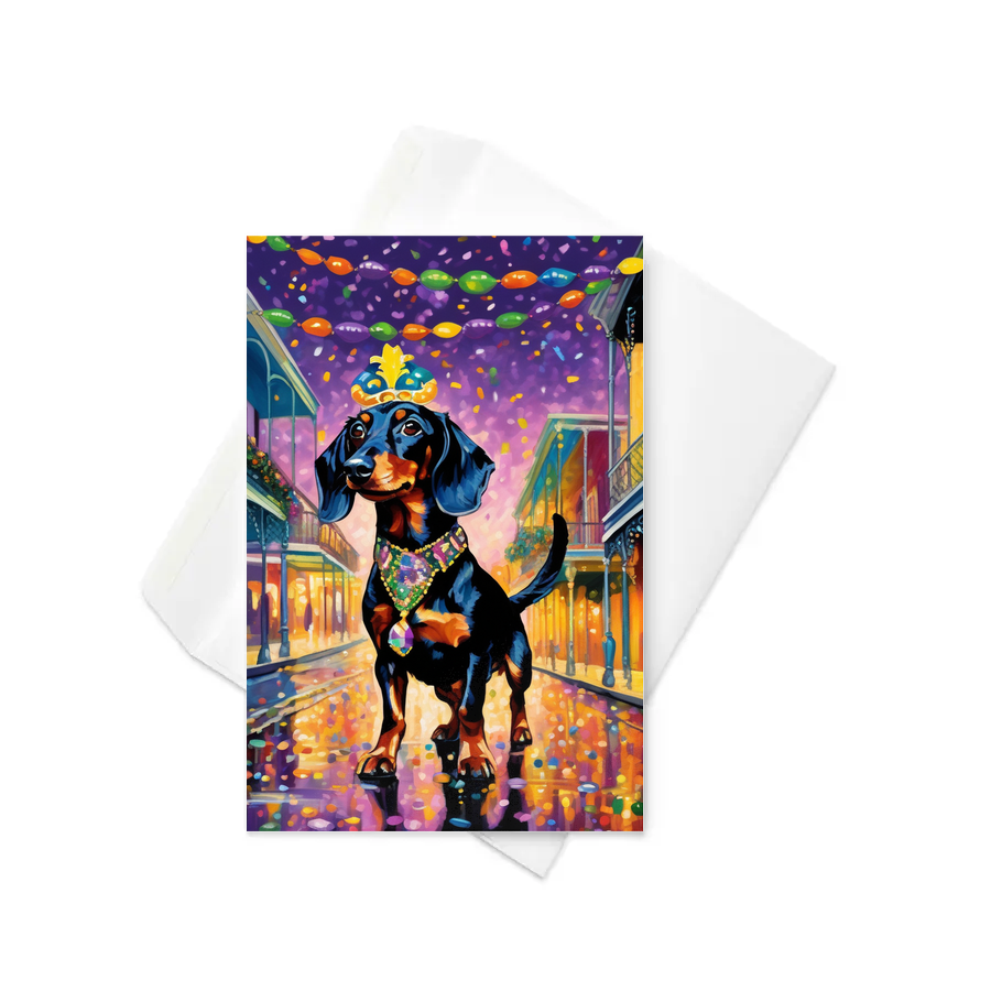 PugMug Custom Black Dachshund Greeting Card