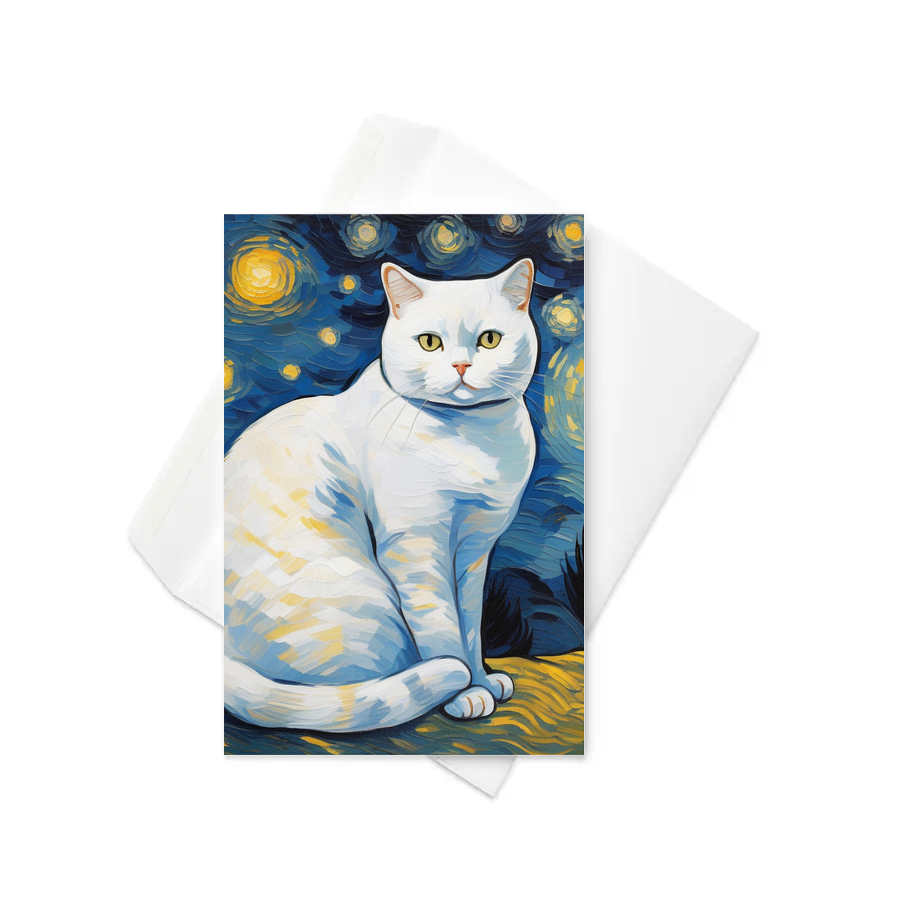 PugMug Custom White British Shorthair Cat Greeting Card
