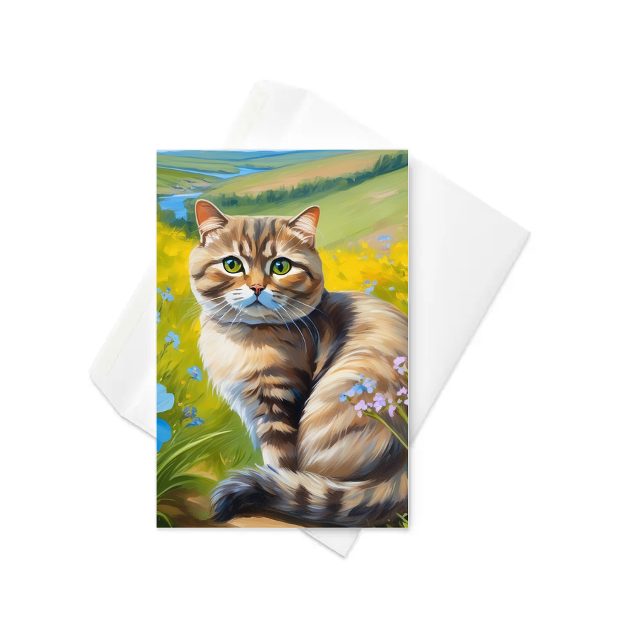 PugMug Custom Tabby Scottish Fold Cat Greeting Card