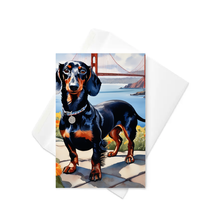 PugMug Custom Black Dachshund Greeting Card