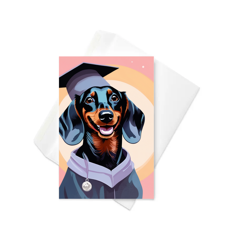 PugMug Custom Black Dachshund Greeting Card