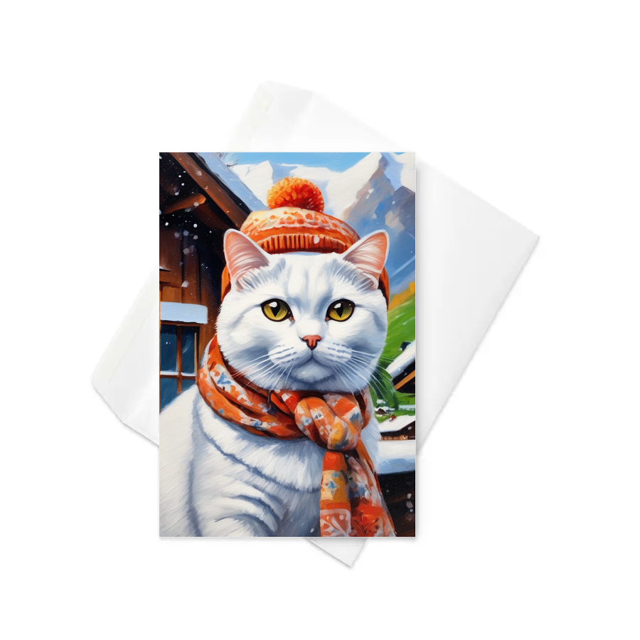 PugMug Custom White British Shorthair Cat Greeting Card