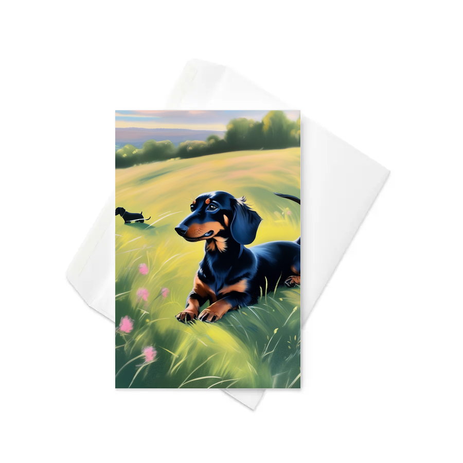 PugMug Custom Black Dachshund Greeting Card