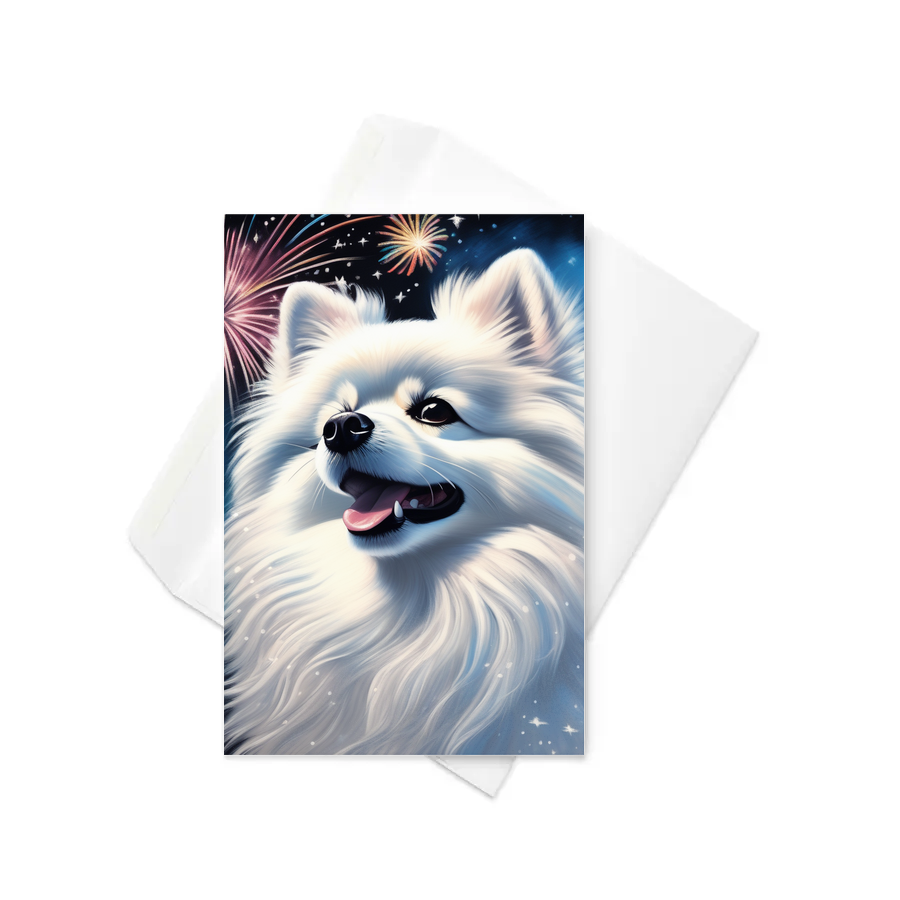 PugMug Custom White Pomeranian Greeting Card