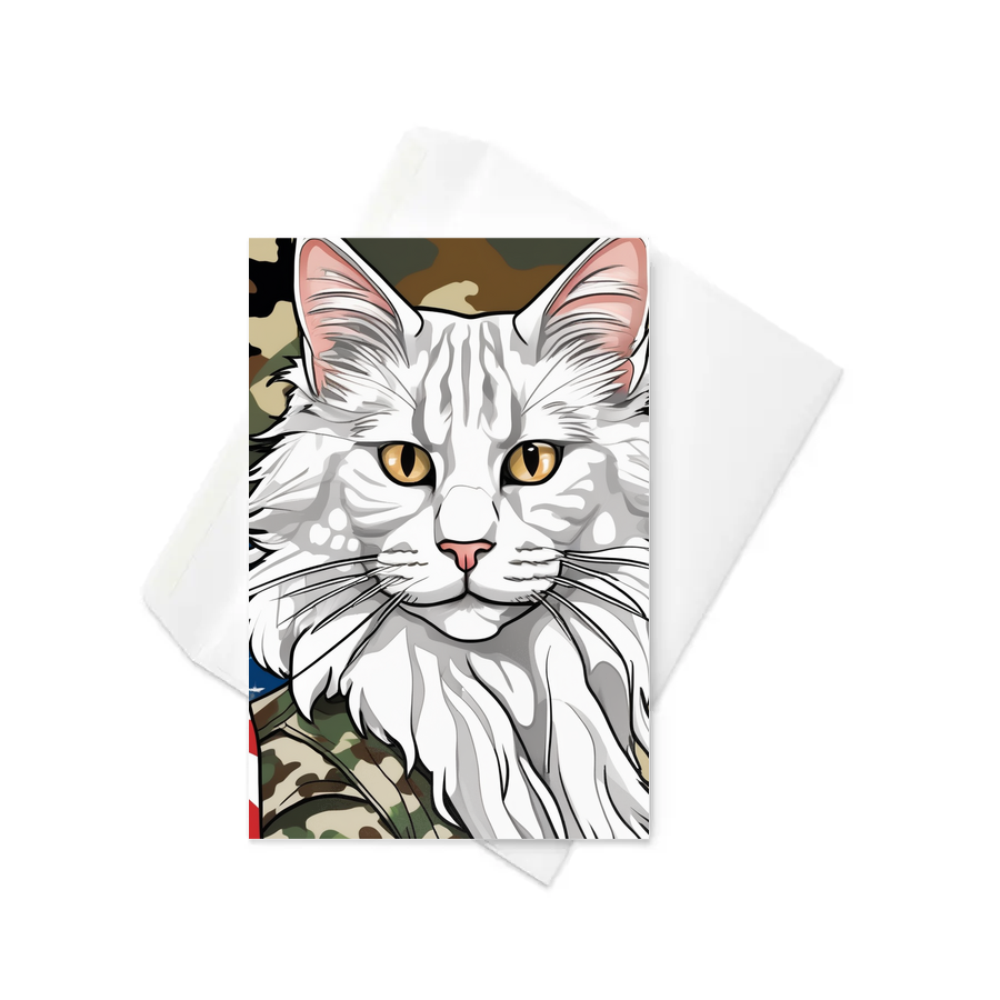 PugMug Custom White Maine Coon Cat Greeting Card