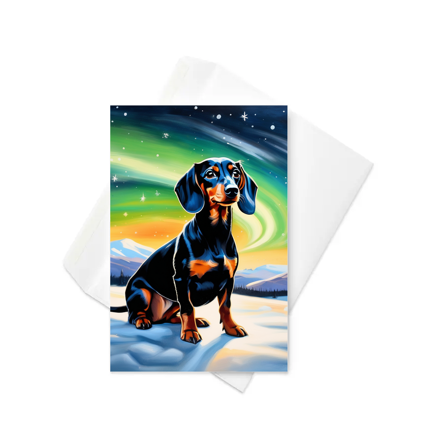 PugMug Custom Black Dachshund Greeting Card