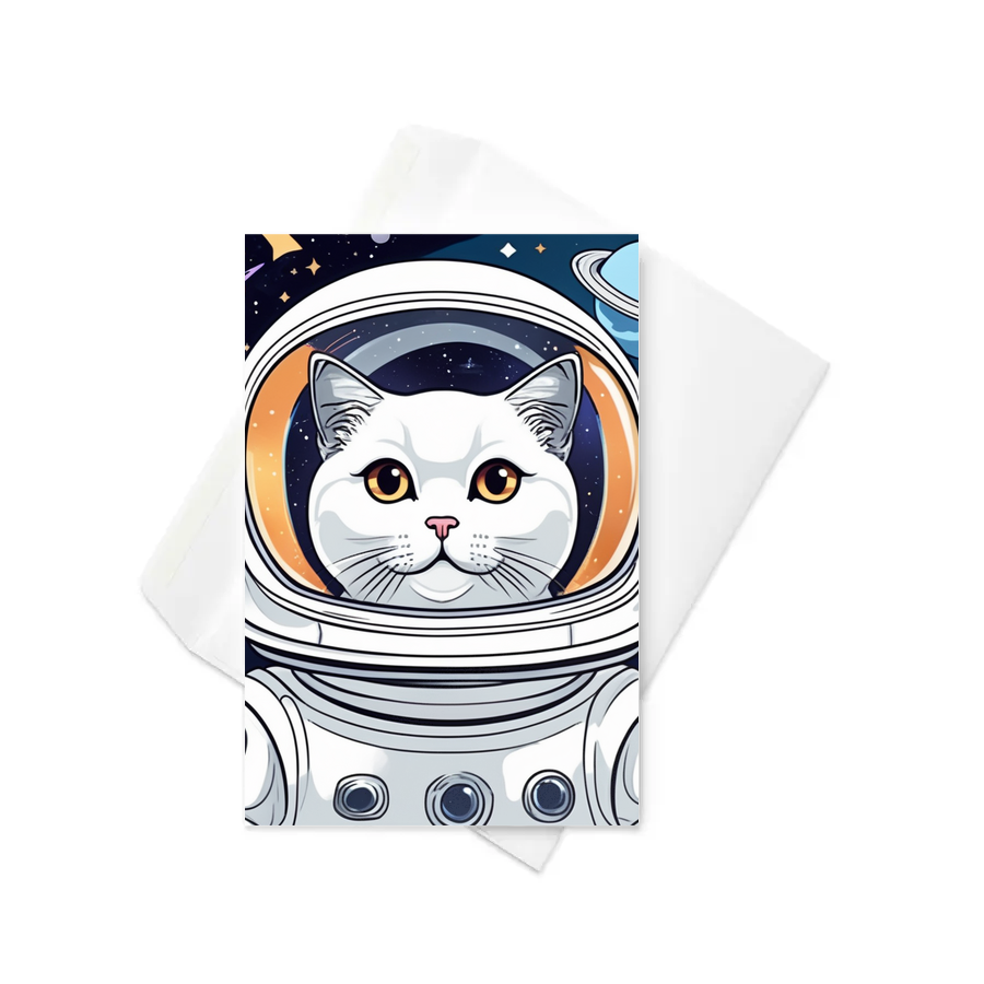 PugMug Custom White Scottish Fold Cat Greeting Card