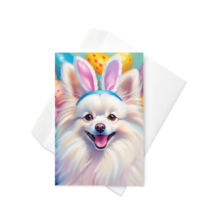 PugMug Custom White Pomeranian Greeting Card