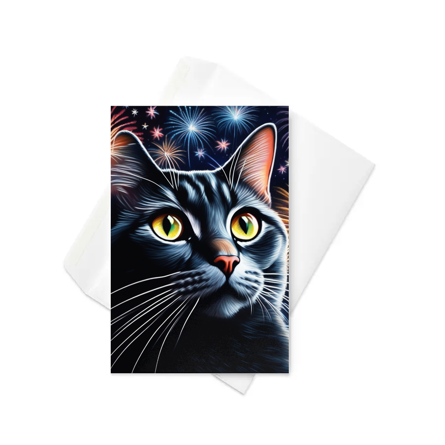PugMug Custom Black American Shorthair Cat Greeting Card
