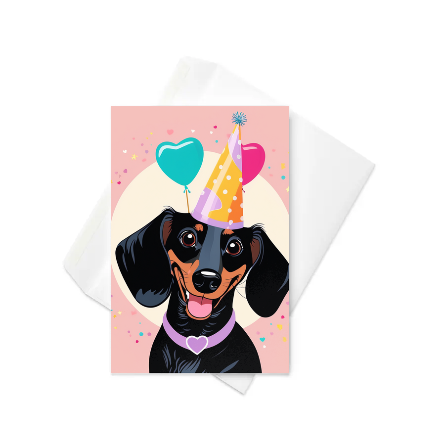 PugMug Custom Black Dachshund Greeting Card
