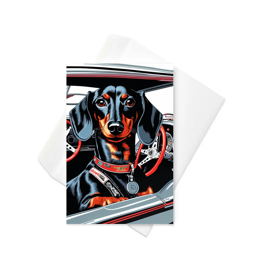 PugMug Custom Black Dachshund Greeting Card