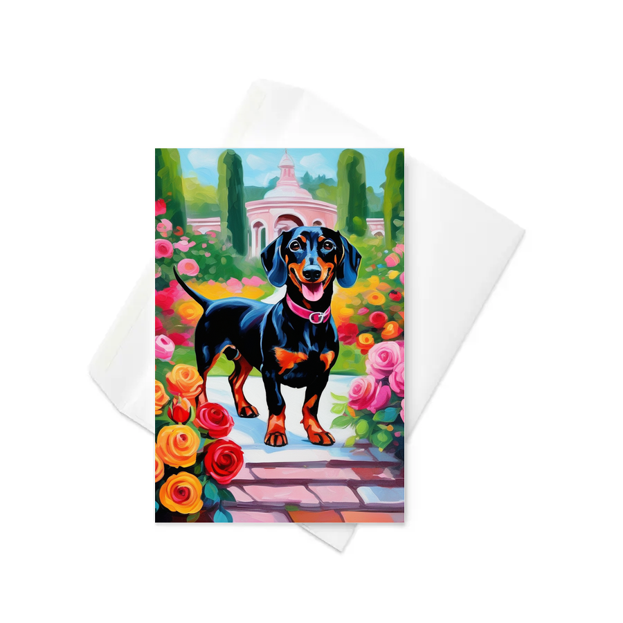 PugMug Custom Black Dachshund Greeting Card