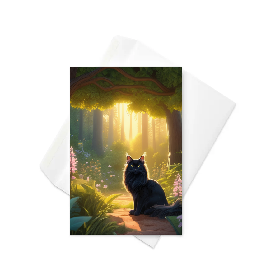 PugMug Custom Black Maine Coon Cat Greeting Card