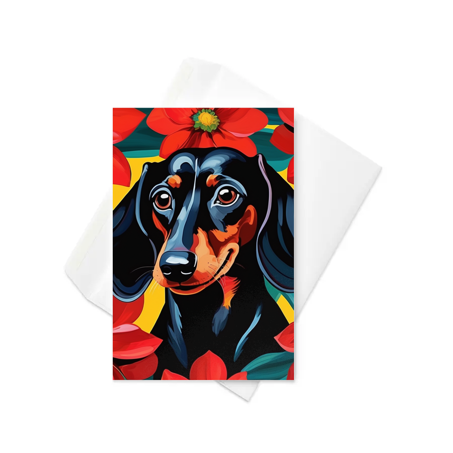 PugMug Custom Black Dachshund Greeting Card