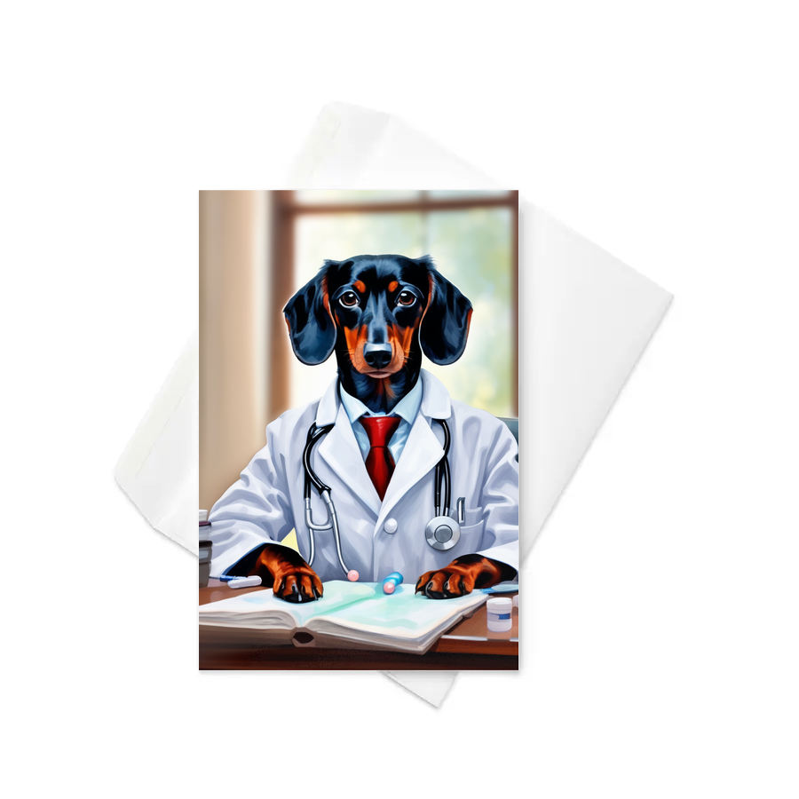 PugMug Custom Black Dachshund Greeting Card
