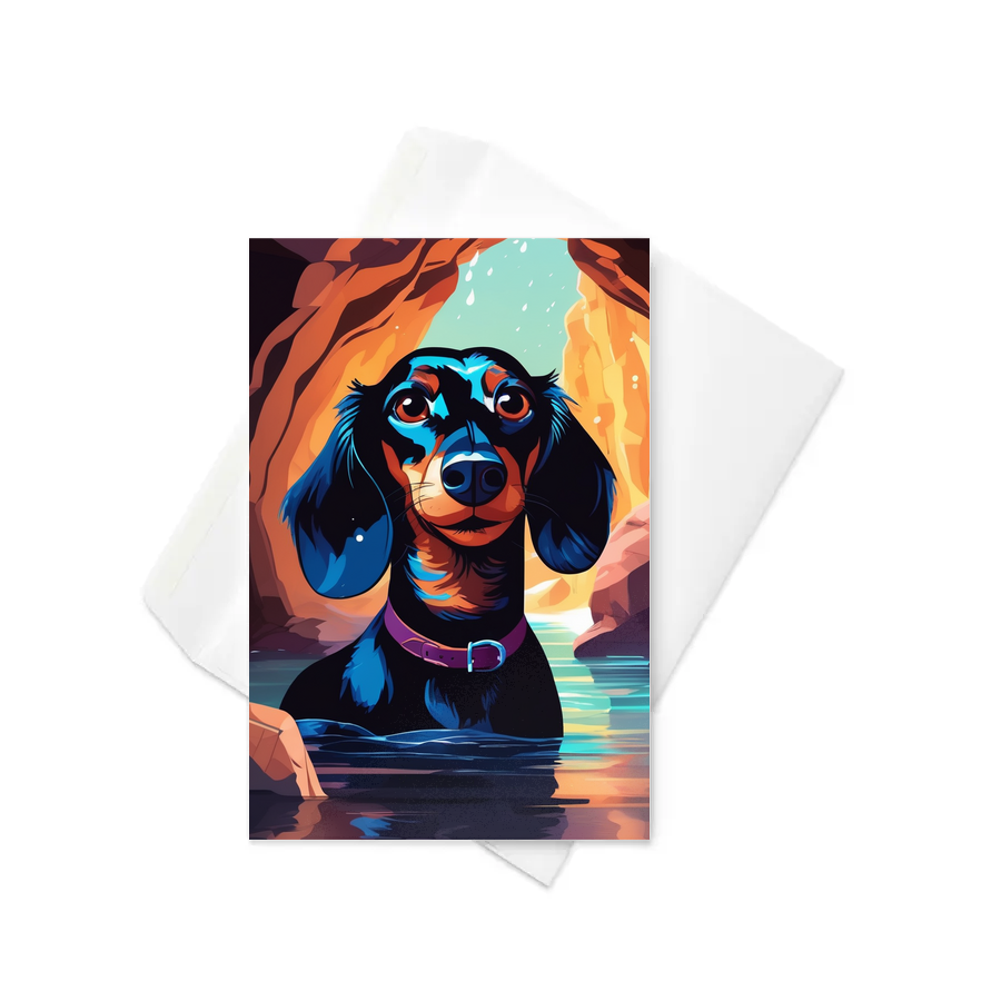 PugMug Custom Black Dachshund Greeting Card