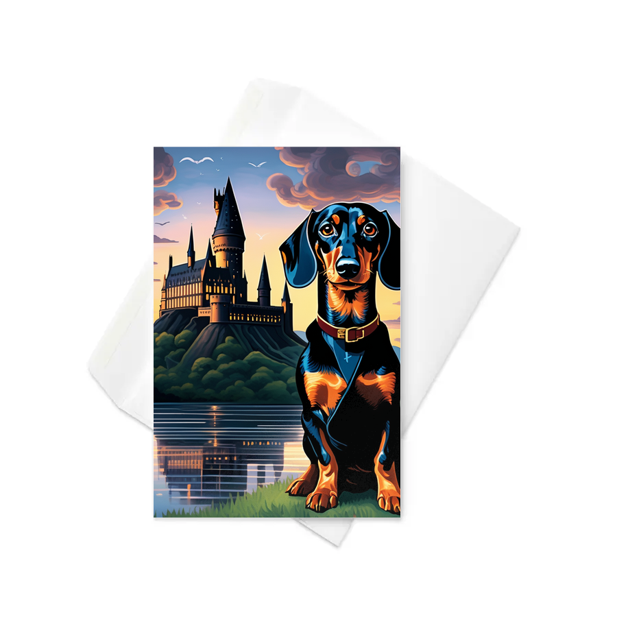 PugMug Custom Black Dachshund Greeting Card