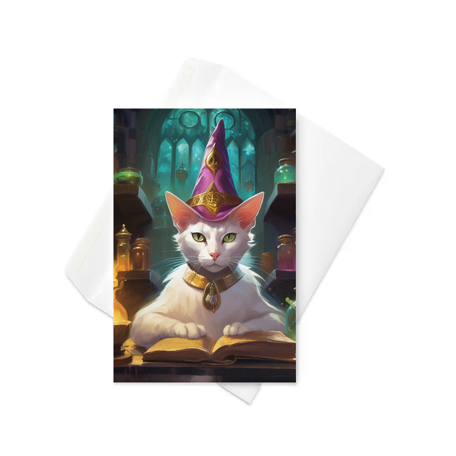 PugMug Custom White Abyssinian Cat Greeting Card