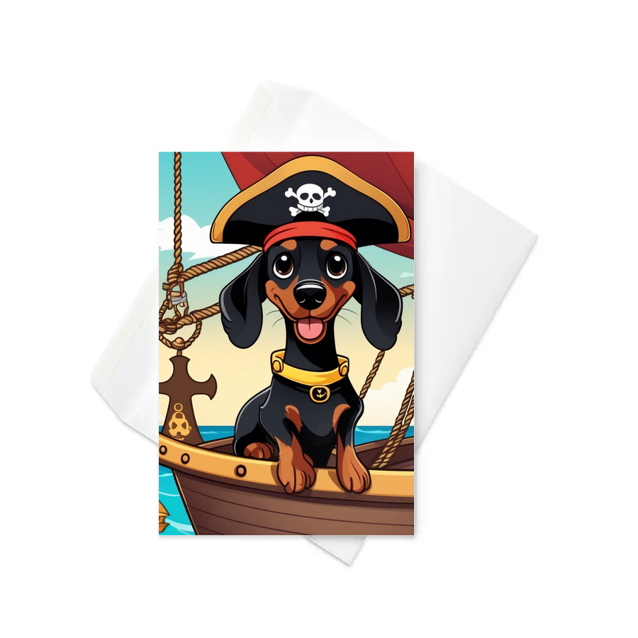 PugMug Custom Black Dachshund Greeting Card