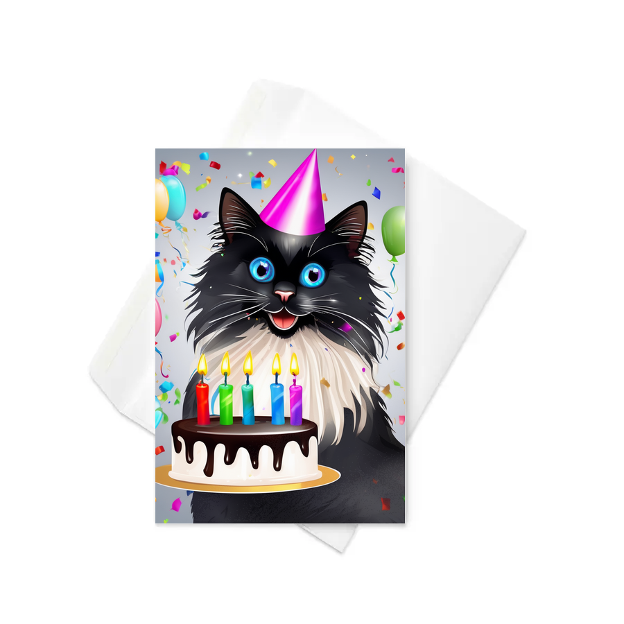 PugMug Custom Black Ragdoll Cat Greeting Card