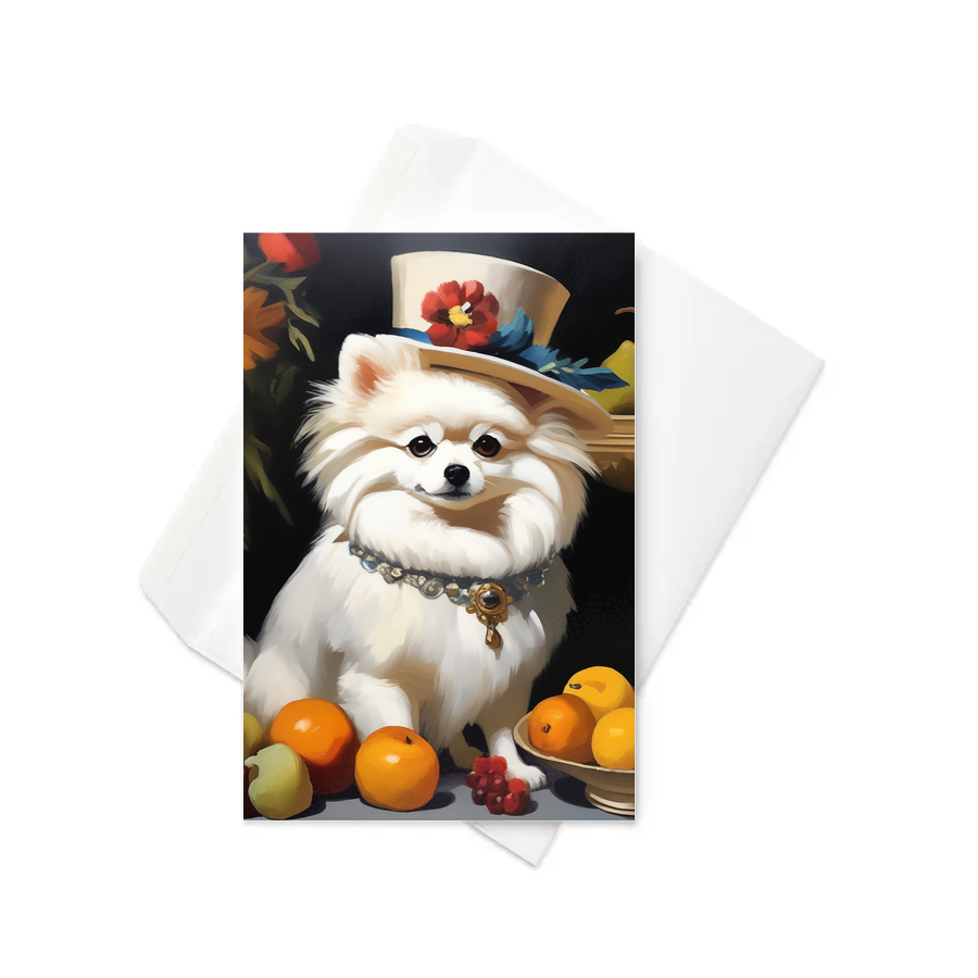 PugMug Custom White Pomeranian Greeting Card