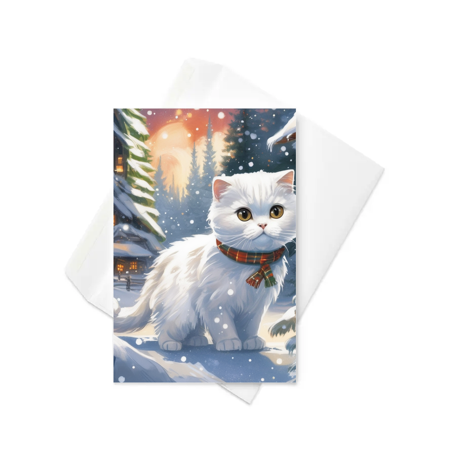 PugMug Custom White Scottish Fold Cat Greeting Card