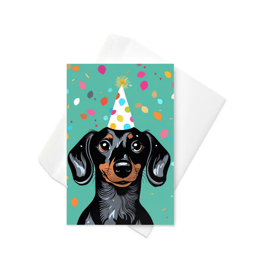 PugMug Custom Black Dachshund Greeting Card