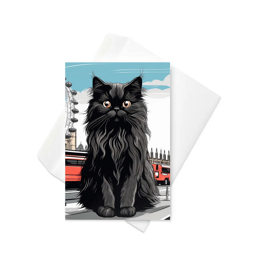 PugMug Custom Black Persian Cat Greeting Card