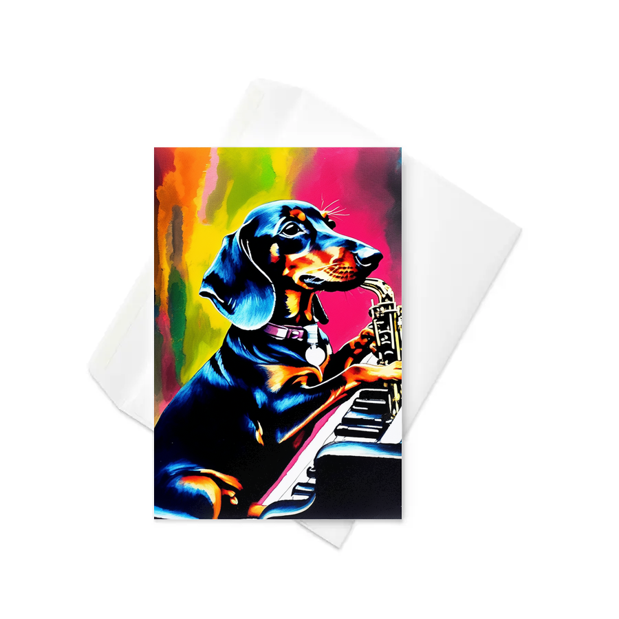 PugMug Custom Black Dachshund Greeting Card