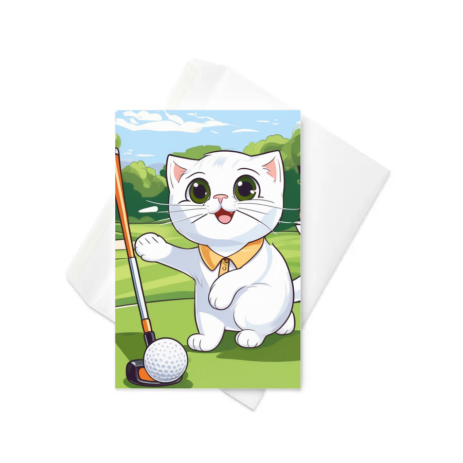 PugMug Custom White Scottish Fold Cat Greeting Card