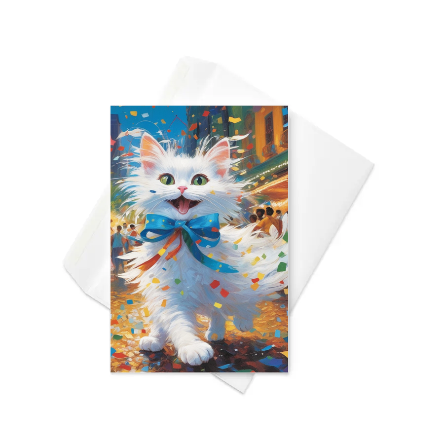 PugMug Custom White Companion Cat Greeting Card